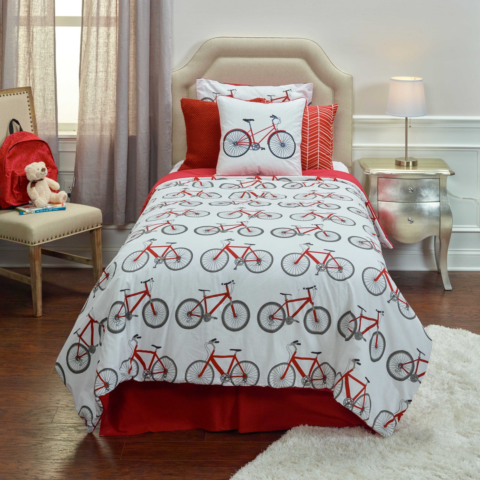 Rizzy BT1982 Bicycle Bed Red White Bedding main image