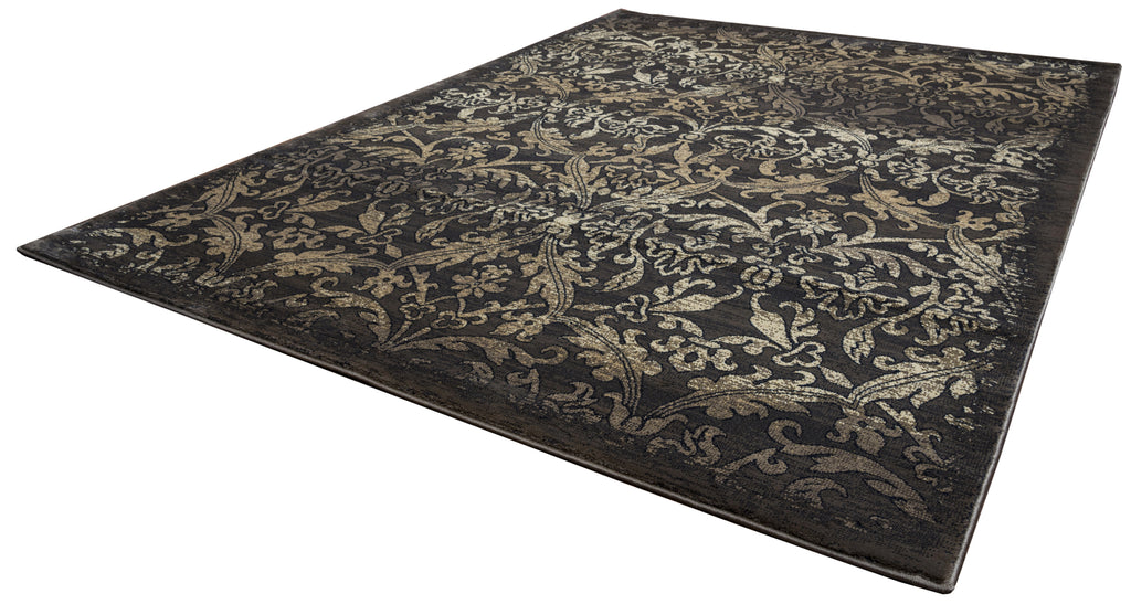 Rizzy Chateau CH4437 Black / Brown Area Rug Angle Shot Feature