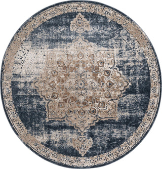 Unique Loom Chateau T-H443E Dark Blue Area Rug Round Top-down Image