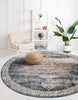 Unique Loom Chateau T-H443E Dark Blue Area Rug Round Lifestyle Image