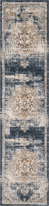 Unique Loom Chateau T-H443E Dark Blue Area Rug Runner Top-down Image