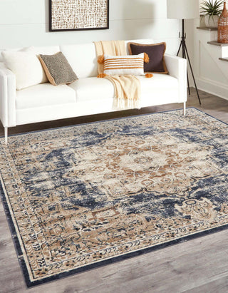 Unique Loom Chateau T-H443E Dark Blue Area Rug Square Lifestyle Image