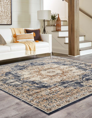 Unique Loom Chateau T-H443E Dark Blue Area Rug Square Lifestyle Image