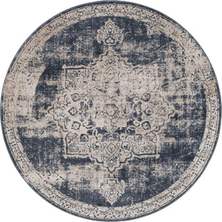 Unique Loom Chateau T-H443E Navy Blue Area Rug Round Top-down Image