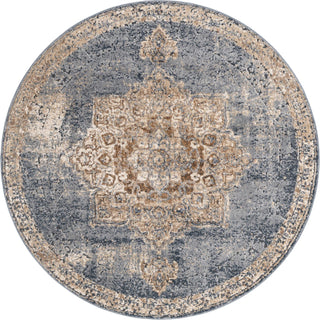 Unique Loom Chateau T-H443E Slate Blue Area Rug Round Top-down Image