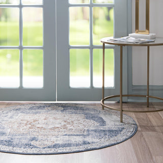 Unique Loom Chateau T-H443E Slate Blue Area Rug Round Lifestyle Image