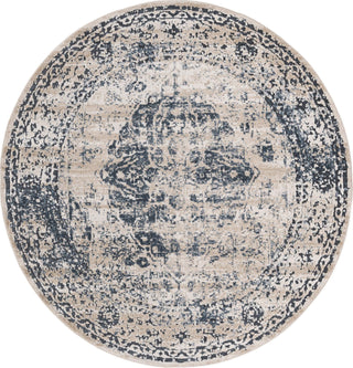 Unique Loom Chateau T-H446E Dark Blue Area Rug Round Top-down Image