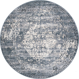 Unique Loom Chateau T-H446E Graphite Gray Area Rug Round Top-down Image