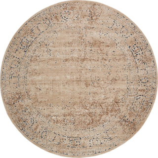 Unique Loom Chateau T-H463D Beige Area Rug Round Top-down Image