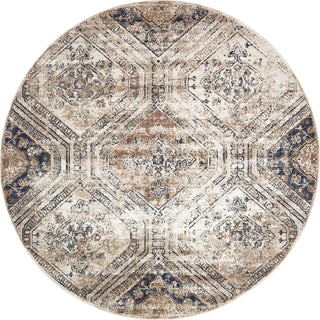 Unique Loom Chateau T-H540E Blue Beige Area Rug Round Top-down Image