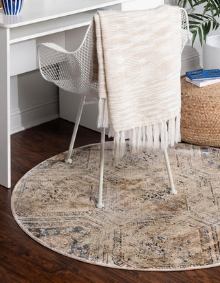 Unique Loom Chateau T-H540E Blue Beige Area Rug Round Lifestyle Image