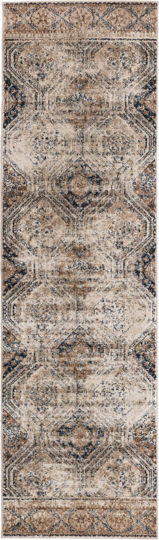 Unique Loom Chateau T-H540E Blue Beige Area Rug Runner Top-down Image