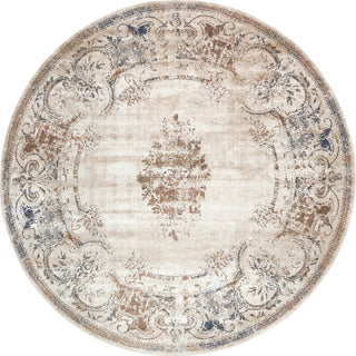 Unique Loom Chateau T-H542F Beige Area Rug Round Top-down Image