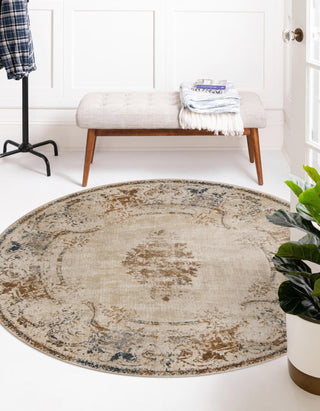 Unique Loom Chateau T-H542F Beige Area Rug Round Lifestyle Image