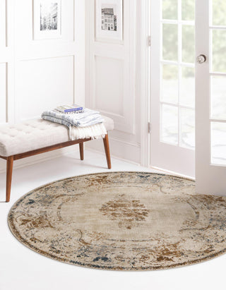 Unique Loom Chateau T-H542F Beige Area Rug Round Lifestyle Image