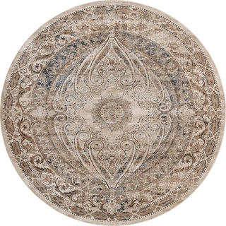 Unique Loom Chateau T-H553D Beige Area Rug Round Top-down Image