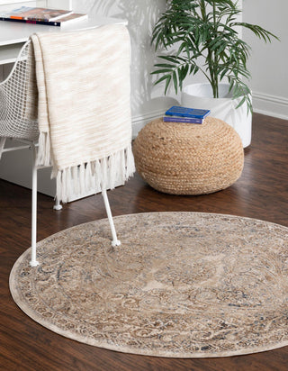 Unique Loom Chateau T-H553D Beige Area Rug Round Lifestyle Image