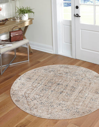 Unique Loom Chateau T-K056A Beige Area Rug Round Lifestyle Image