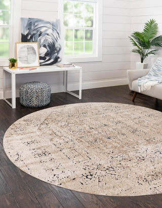 Unique Loom Chateau T-K056A Beige Area Rug Round Lifestyle Image