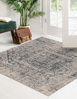 Unique Loom Chateau T-K056A Gray Area Rug Square Lifestyle Image