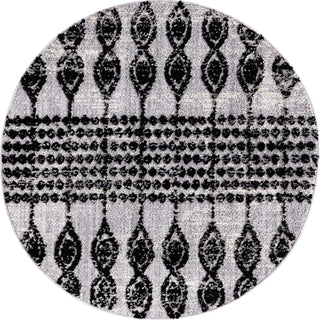 Unique Loom Cherokee T-CHRK1 Black Area Rug Round Top-down Image