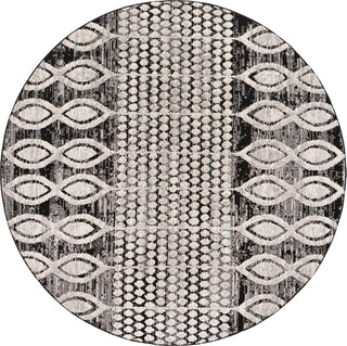 Unique Loom Cherokee T-CHRK1 Charcoal Area Rug Round Top-down Image