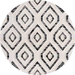 Unique Loom Cherokee T-CHRK5 Black and White Area Rug Round Lifestyle Image