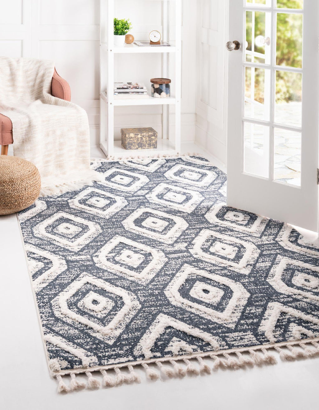 Unique Loom Cherokee T-CHRK5 Blue Gray Area Rug Rectangle Lifestyle Image Feature