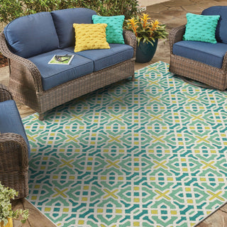 Karastan Drew and Jonathan Outdoor Chilcott Wintergreen Area Rug Lifestyle Image