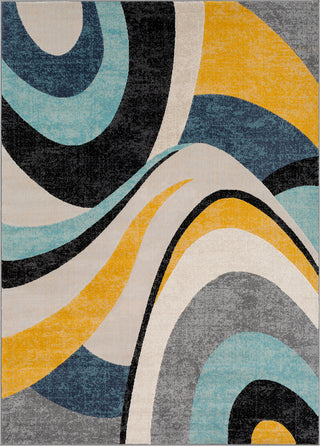 Surya City CIT-2345 Aqua Mustard Black Charcoal Khaki Light Gray Area Rug Mirror main image