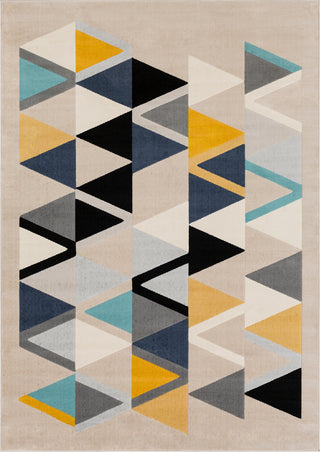 Surya City CIT-2349 Mustard Aqua Beige Khaki Light Gray Taupe Black Charcoal Area Rug Mirror main image