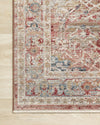 Loloi Claire CLE-01 Red/Ivory Area Rug Corner On Wood