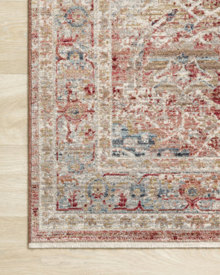 Loloi Claire CLE-01 Red/Ivory Area Rug Corner On Wood