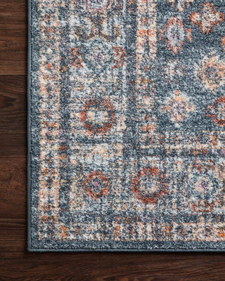 Loloi Clara CLA-02 Blue/Light Blue Area Rug Corner On Wood