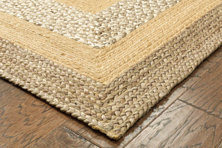 LR Resources Classic Jute 81206 Gray / Natural Area Rug Corner On Wood