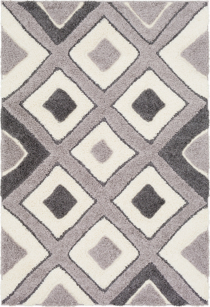 Surya Cut and Loop Shag CLG-2307 Medium Gray Cream Charcoal Area Rug main image