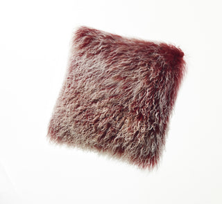 Auskin Luxury Skins Tibetan Sheepskin Cushion Berry