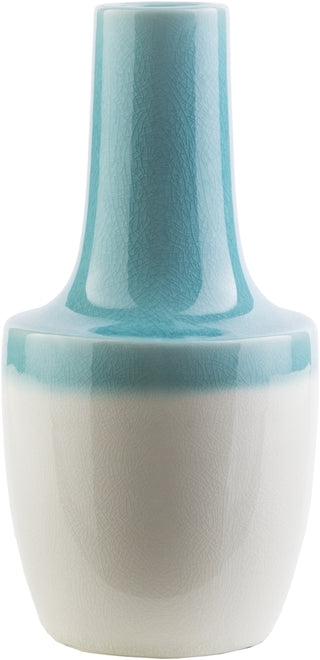 Surya Clayton CLY-670 Teal Ivory Table Vase Medium 5.3 X 5.3 X 10.6 inches