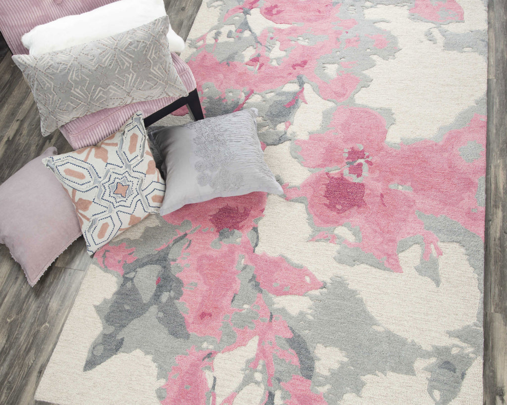 Rizzy CNP108 Pink Area Rug by Connie Post Corner Image Feature