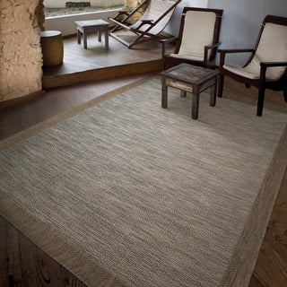 Orian Rugs Coastal Tides Shoreline Border Gray/ Brown Area Rug Room Scene