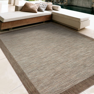 Orian Rugs Coastal Tides Shoreline Border Gray/ Brown Area Rug Room Scene Feature