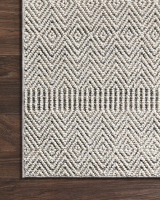 Loloi Cole COL-02 Grey/Bone Area Rug Corner On Wood