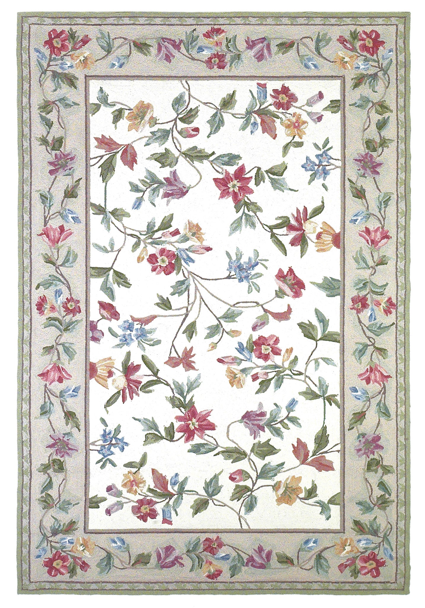 KAS Colonial 1728 Slate Blue/Ivory Floral Area Rug – Incredible Rugs ...