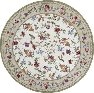 KAS Colonial 1707 Ivory Floral Vine Hand Hooked Area Rug 