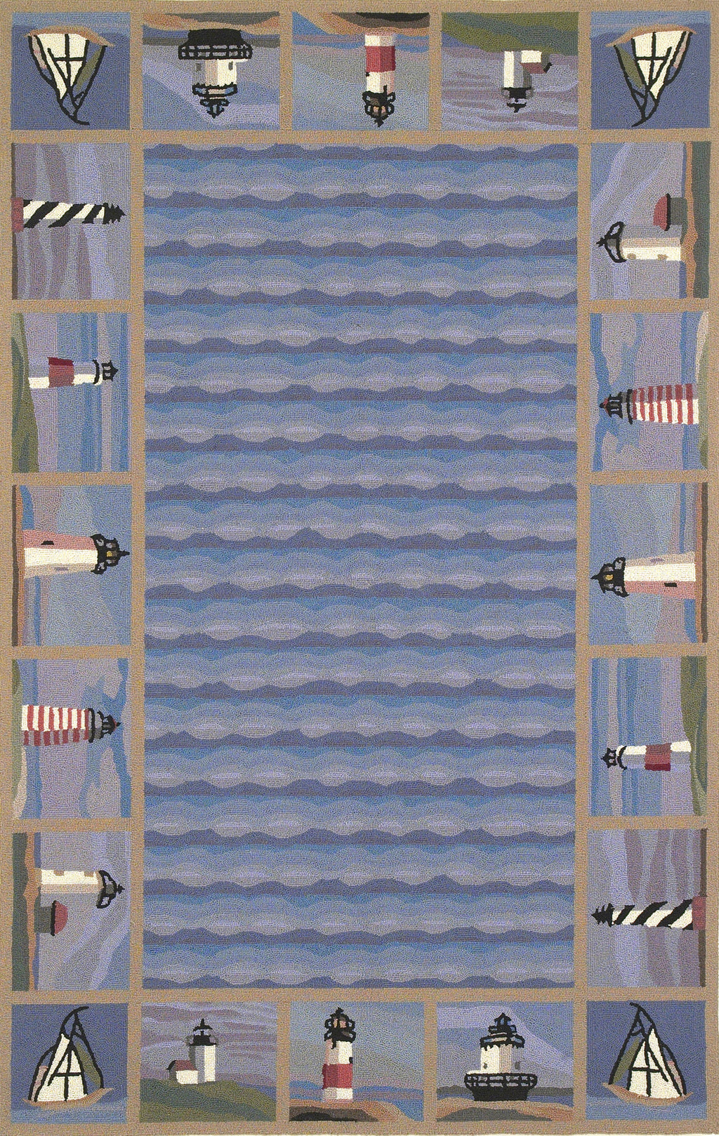 KAS Colonial 1802 Blue Lighthouse Waves Area Rug – Incredible Rugs and ...