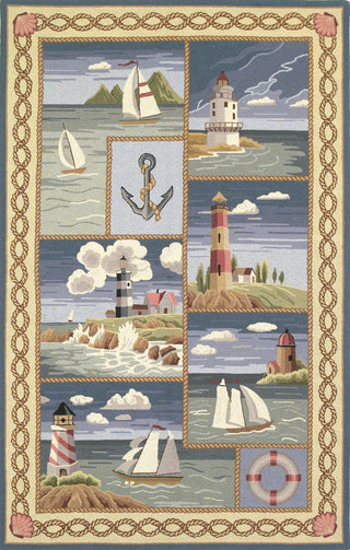 KAS Colonial 1806 Blue Coastal Views Hand Hooked Area Rug