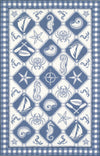 KAS Colonial 1807 Blue/Ivory Nautical Panel Hand Hooked Area Rug