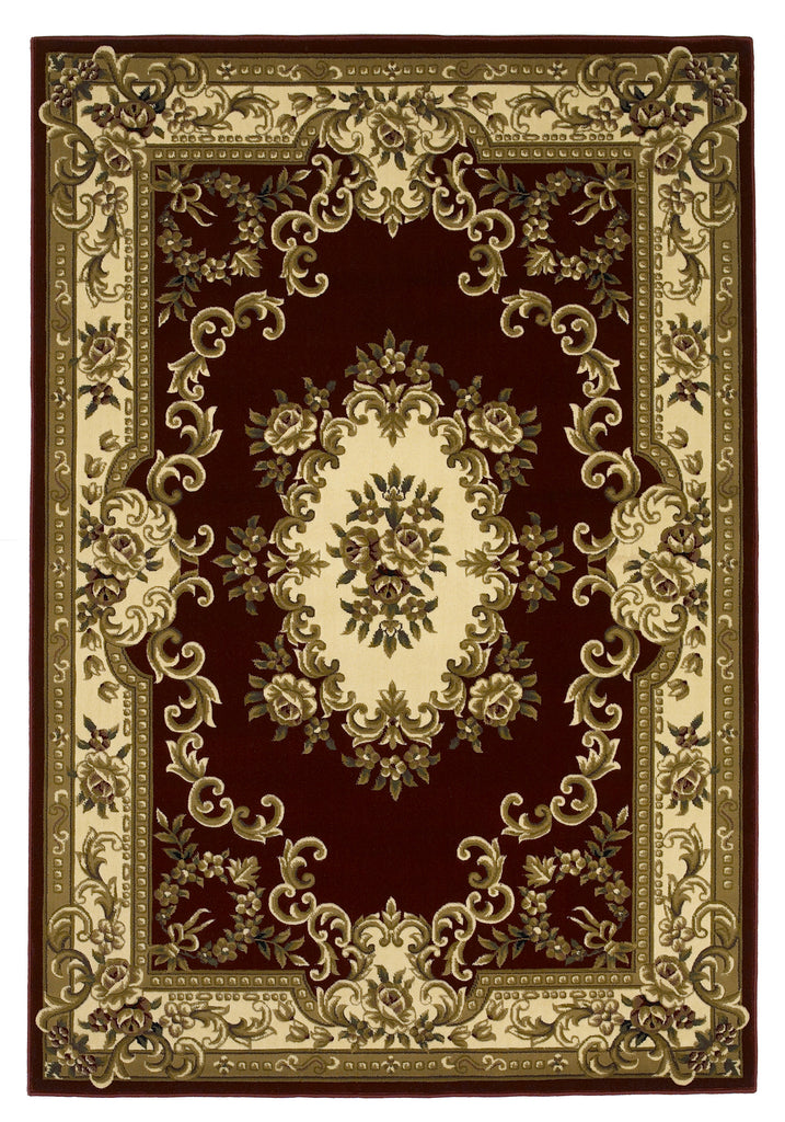 KAS Corinthian 5308 Red/Ivory Aubusson Machine Woven Area Rug