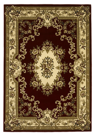 KAS Corinthian 5308 Red/Ivory Aubusson Machine Woven Area Rug