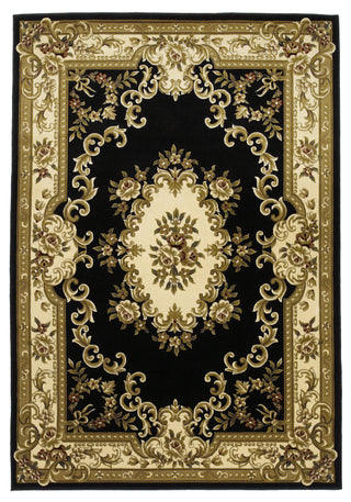 KAS Corinthian 5310 Black/Ivory Aubusson Machine Woven Area Rug